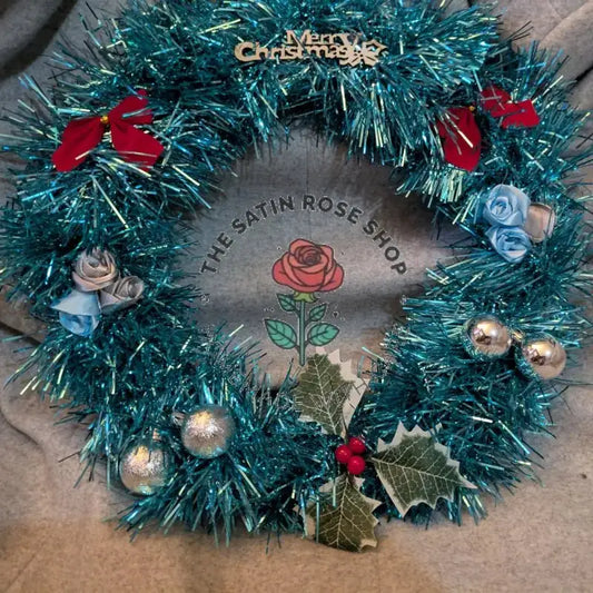 Blue Homemade Christmas Wreaths for Christmas Decor - The Satin Rose Shop