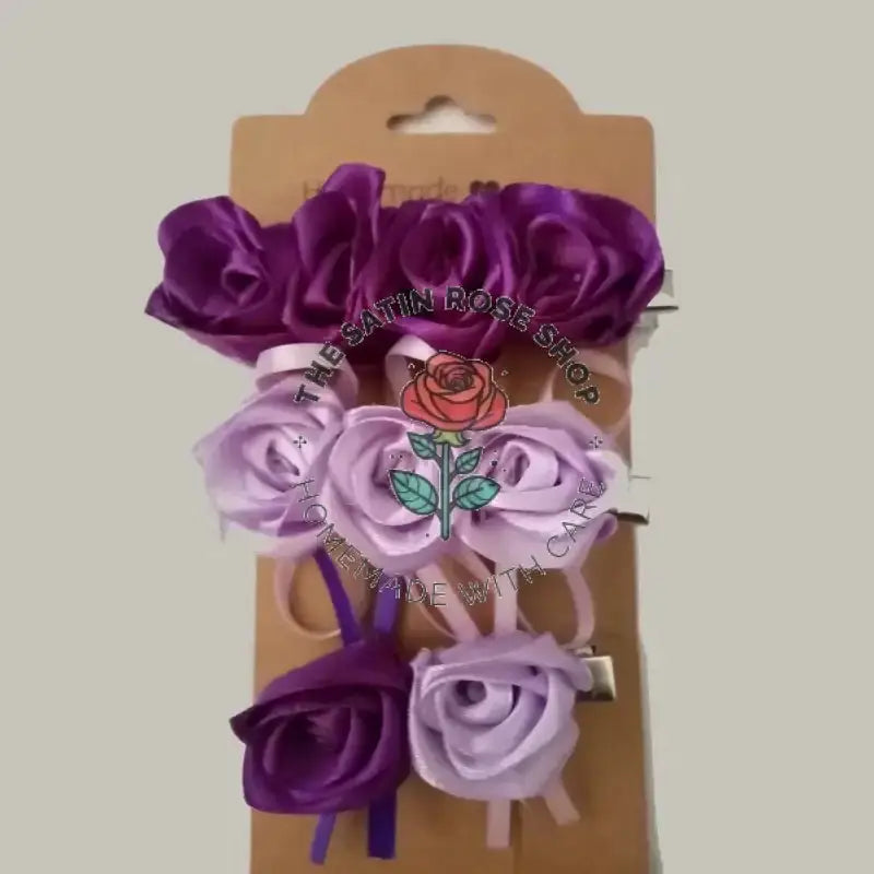 Elegant Crocodile Hairclips with Handmade Satin Roses in Various Colours - The Satin Rose Shop