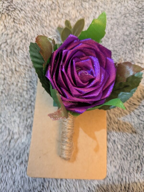 Handmade Satin Rose Wedding Buttonhole